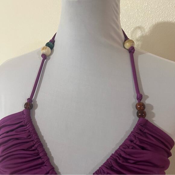 Veronica Beard Nikita purple ruched beaded halter top NEW 8 - Picture 4 of 10